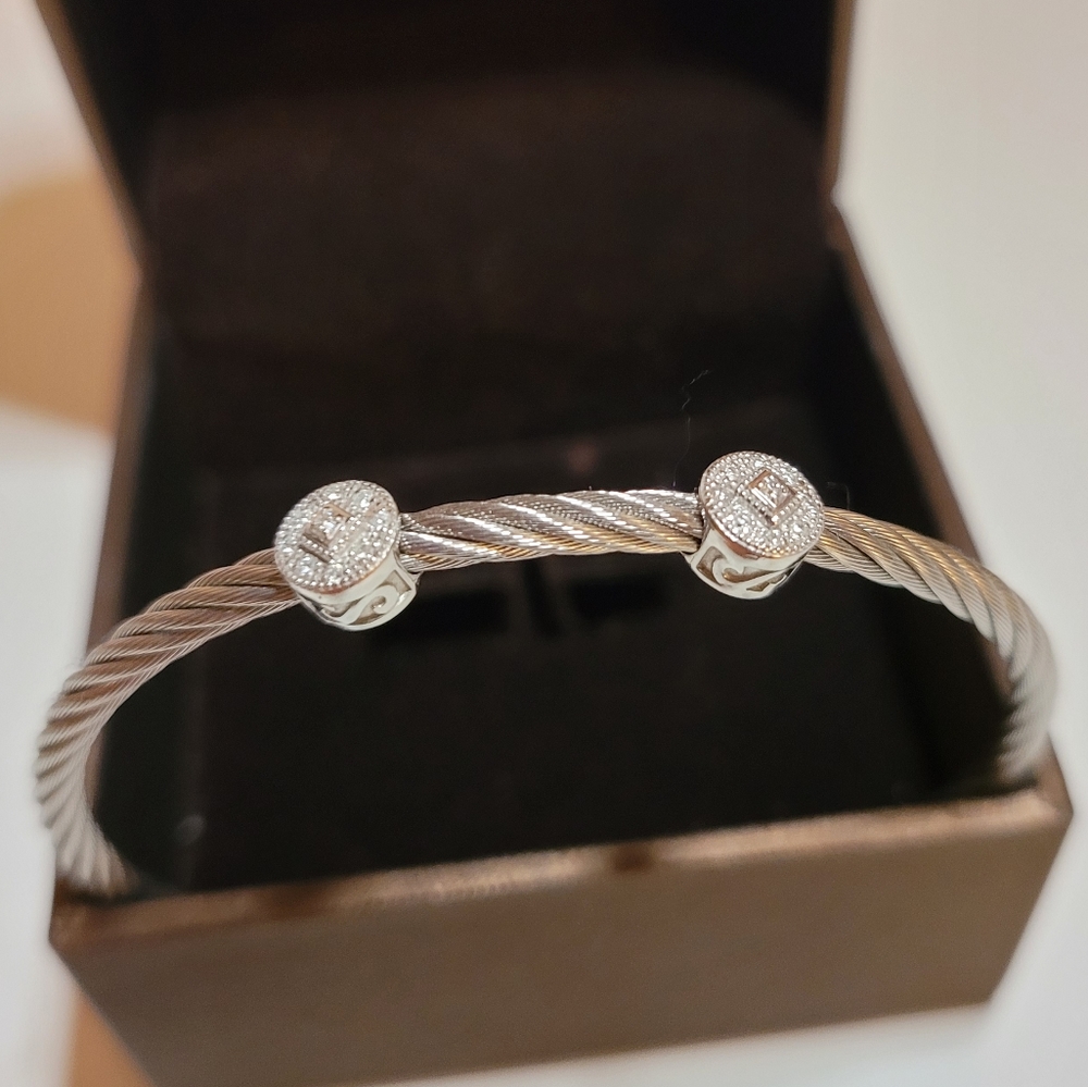 Charriol ALOR Cable Bracelet White Gold Diamonds